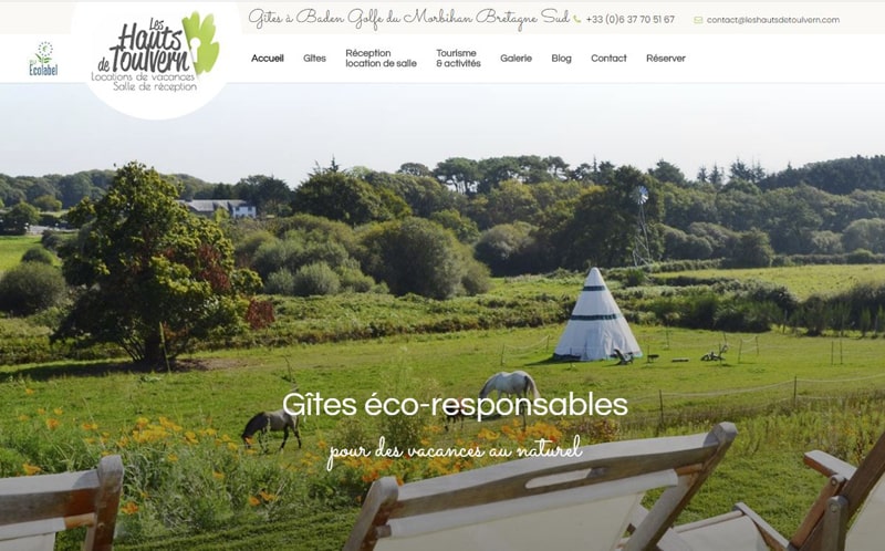Site Internet Les Hauts de Toulvern Création de site Gites écolabel en Morbihan
