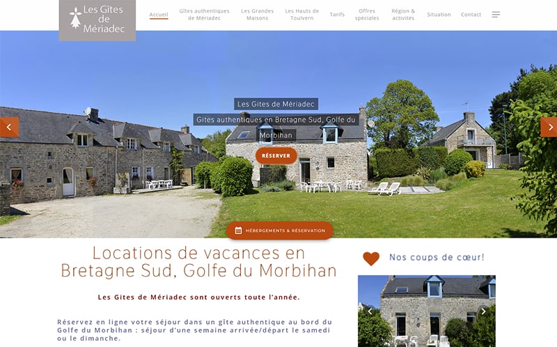 Site Internet Les Gites de Mériadec Création de site pour Gites en Morbihan
